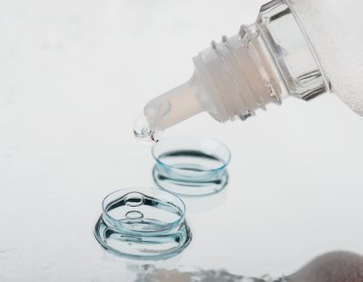 contact lenses with bottle of solution